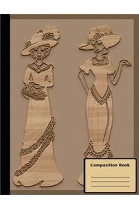 Wooden Ladies Composition Notebook, Wide Ruled