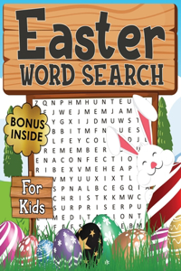 Easter Word Search: Happy Activity and Coloring Gift Book for Kids Age 4-8 - Includes Coloring Pages and Mazes - Relaxation with Fun Puzzles, Bunnies and Eggs
