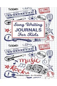 Song Writing Journals For Kids 110 White Pages 8x10 inches