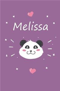 Melissa: Personalisiertes Panda Tage-/Notizbuch Mit Dem Vornamen Melissa Und Ganzen 100 Linierten Seiten Im 6x9 Zoll Format (Ca.Din A5). Optimal ALS Schreibh