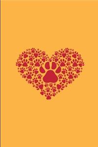 I Love Dogs Paw Prints Heart Pattern