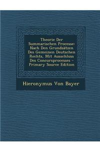 Theorie Der Summarischen Processe: Nach Den Grundsatzen Des Gemeinen Deutschen Rechts, Mit Ausschluss Des Concursprocesses - Primary Source Edition