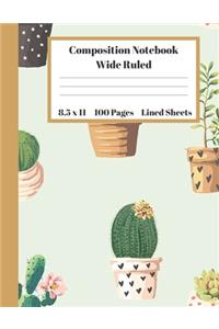 Composition Notebook Wide Ruled Lined Sheets