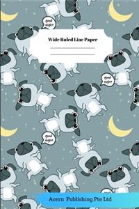 Sleep Animal Theme Wide Ruled Line Paper