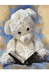 Grunge Teddy Bear Journal, Wide Ruled