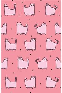 Journal Notebook For Cat Lovers - Funny Cat Pattern In Pink