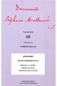 Documents Stephane Mallarme - Nouvelle Serie III