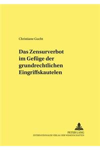 Das Zensurverbot im Gefuege der grundrechtlichen Eingriffskautelen