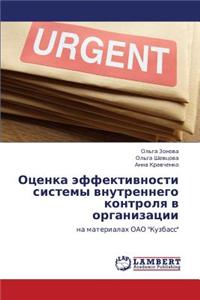 Otsenka Effektivnosti Sistemy Vnutrennego Kontrolya V Organizatsii