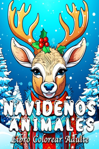 Libro Colorear Adulte de Animales Naviden~os
