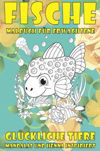 Malbuch für Erwachsene - Mandalas und Henna inspiriert - Glückliche Tiere - Fische