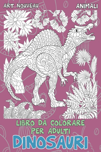 Libro da colorare per adulti - Art nouveau - Animali - Dinosauri