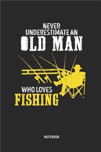 Fishing Notebook: Mens Blank Lined Fishing Journal - Never Underestimate an Old Man Who Loves Fishing - Great Accessories & Father's Day Gift Idea for Fishermen, Angl