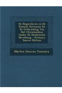 de Negerslaven in de Kolonie Suriname En de Uitbreiding Van Het Christendom Onder de Heidensche Bevolking - Primary Source Edition