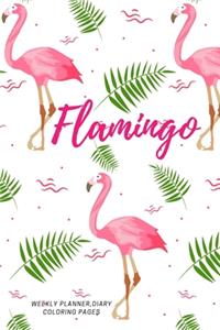 Flamingo, Weekly planner, Diary, Coloring pages