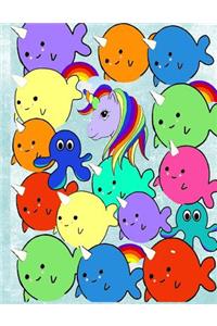 Kawaii Cute Baby Narwhals Unicorn Rainbow Notebook