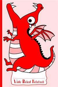 Red Hungry Dragon Wide Ruled Notebook