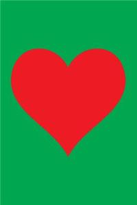 Blank Notebook - 100 Pages - Red Heart on Lime