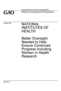 National Institutes of Health, better oversight needed to help ensure continued progress including women in health research