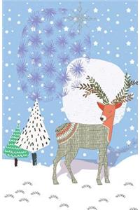 Journal Notebook Reindeer In Snow Scene