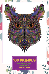 Coloring Books for Adults Easy Patterns - 100 Animals