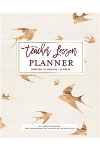 Teacher Lesson Planner Undated, 12 Months, 52 Weeks