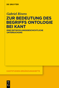 Zur Bedeutung Des Begriffs Ontologie Bei Kant