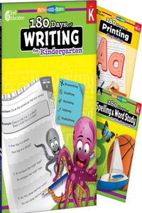180 Days Writing, Spelling, & Printing Grade K: 3-Book Set