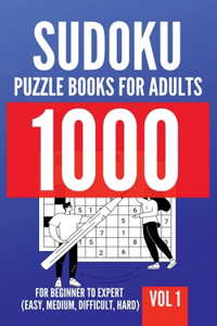 1000 Sudoku Puzzle Books For Adults | For Beginner To Expert (Easy, Medium, Difficult, Hard) | Vol 1