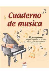 Cuaderno de musica 12 pentagramas