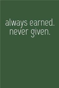 Always Earned Never Given Journal