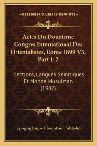 Actes Du Douzieme Congres International Des Orientalistes, Rome 1899 V3, Part 1-2: Sections, Langues Semitiques Et Monde Musulman (1902)