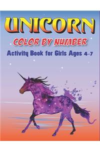 Unicorn Color by Number Activity Book for Girls Ages 4-7