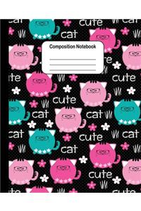 Composition Notebook - Cute Cats with Glasses Colorful Pattern