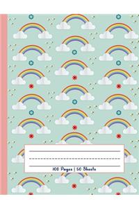 Rainbow Glitter Clouds & Flowers - Primary Story Journal