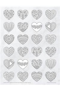 Marble Hearts Bullet Journal with Floral Margins for Adult Coloring