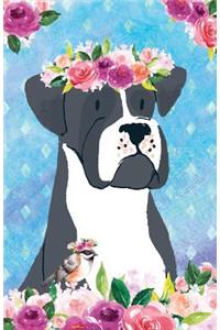 Journal Notebook For Dog Lovers Black Boxer In Flowers