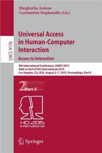 Universal Access in Human-Computer Interaction. Access to Interaction