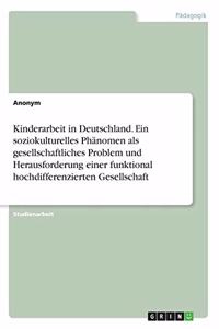 Kinderarbeit in Deutschland. Ein soziokulturelles Phänomen als gesellschaftliches Problem und Herausforderung einer funktional hochdifferenzierten Gesellschaft
