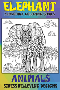 Zendoodle Coloring Books - Animals - Stress Relieving Designs - Elephant