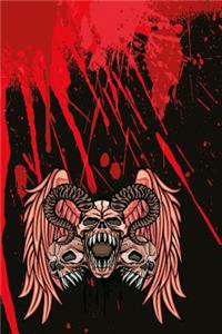 Gothic Notizbuch Brüllender Totenkopf und Blutfleck