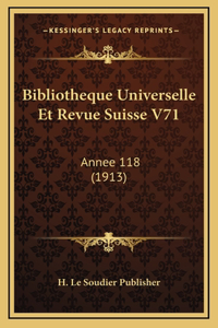 Bibliotheque Universelle Et Revue Suisse V71