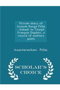 Private Diary of Ananda Ranga Pillai