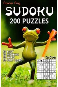 Famous Frog Sudoku 200 Puzzles. 50 Easy, 50 Medium, 50 Hard and 50 Very Hard.