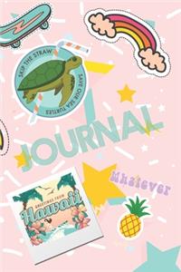 Journal: VSCO Girl Lined Notebook & Diary For Writing Your Thoughts & Dreams Pastel Pink Aesthetic Featuring Turtle, Skateboard, Surfboard, Good Vibes, Pinea