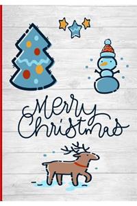 Merry Christmas: Cute Christmas cover with a snowman and a reindeer: 7"x10", 120 lined pages, durable matte cover finish. Perfect for anyone.