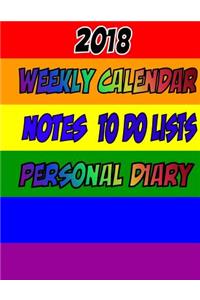 2018 Calendar, Notes and To Do List, Birthday Notes Personal Contact