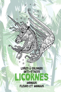 Livres à colorier anti-stress - Fleurs et animaux - Animaux - Licornes