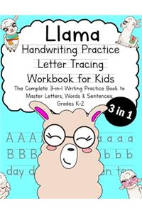 Llama Handwriting Practice Letter Tracing Workbook for Kids