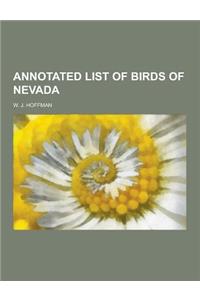 Annotated List of Birds of Nevada